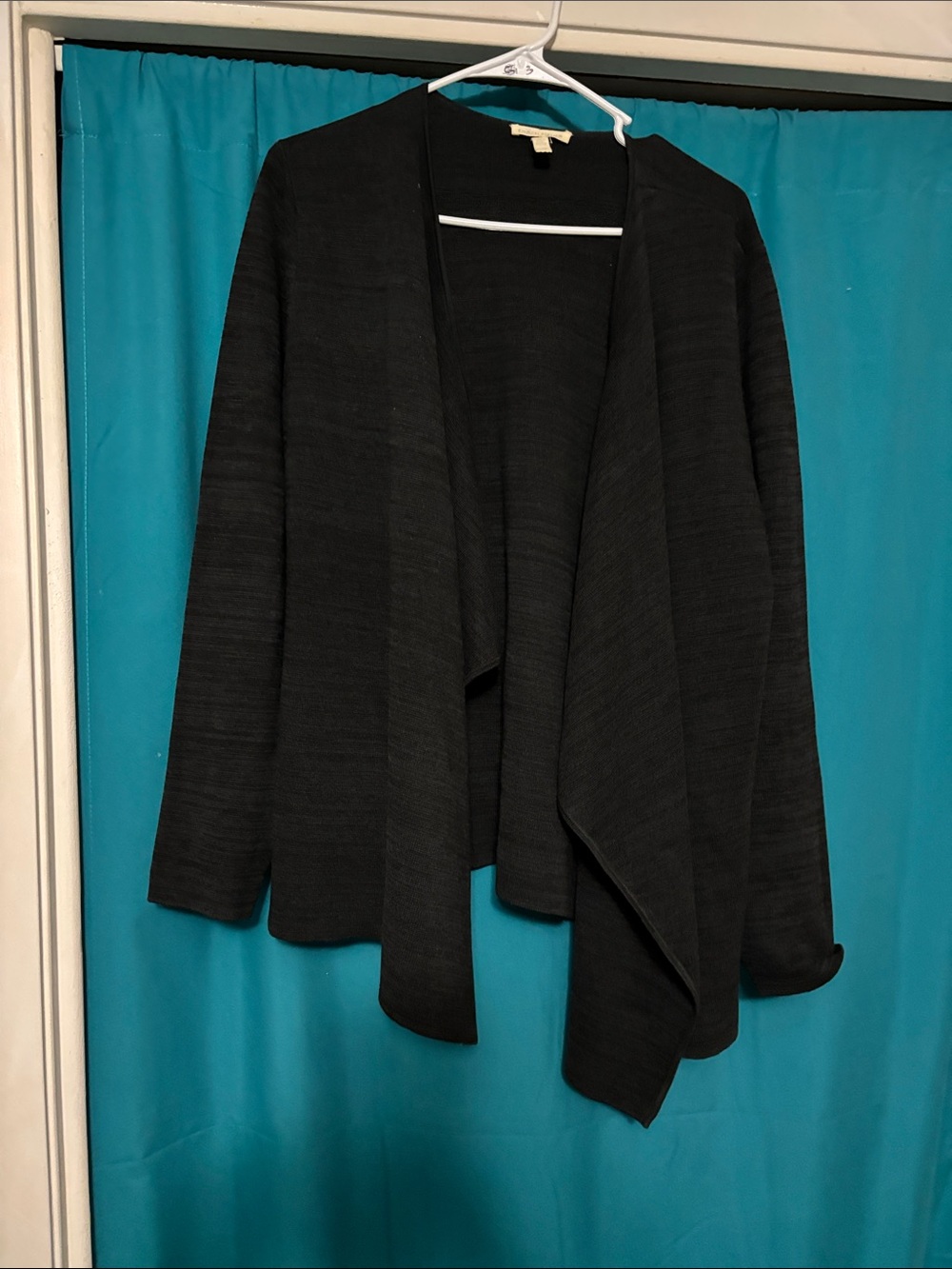 Eileen Fisher Black Draped Open-Front Cardigan